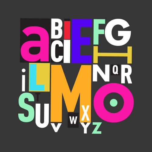 Mehrfarbige Buchstabengrafik
