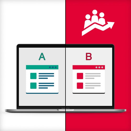 Laptop mit Landing Page A/B Test
