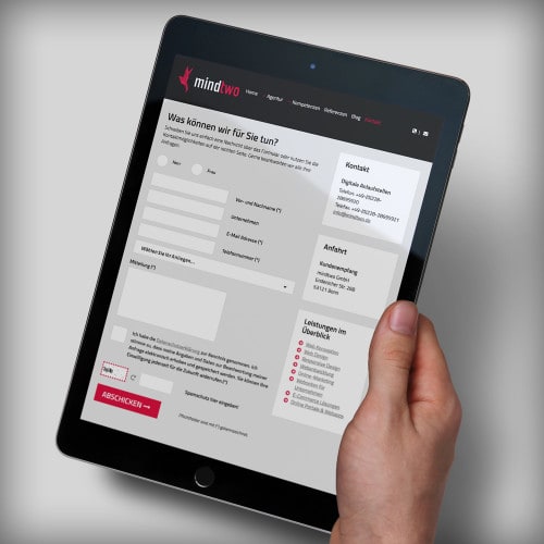 Website Formular auf dem iPad