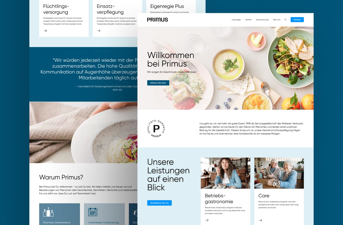 Corporate Webdesign von mindtwo: Neue Leistungsseite für Primus mit klarer Struktur, moderner UX und stimmigen Bildwelten.