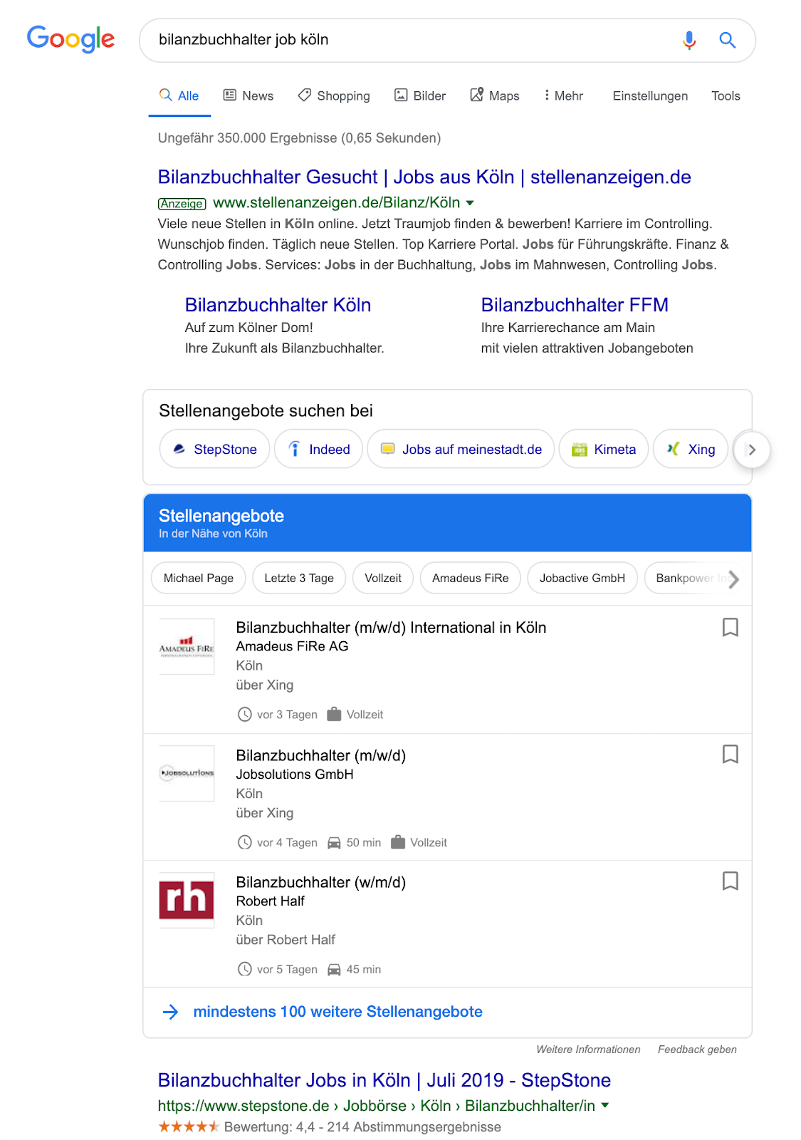 google-jobs-suche